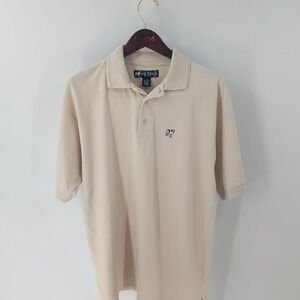 Vintage‎ Big Dogs Short Sleeve Golf Performance Outdoor Polo Shirt Beige Size L